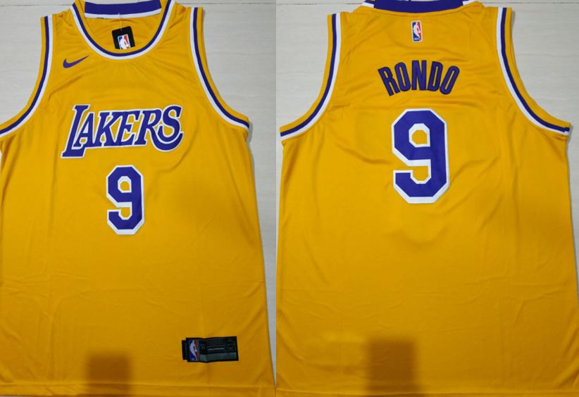 Men Los Angeles Lakers #9 Rondo Yellow Stitched NBA Jersey